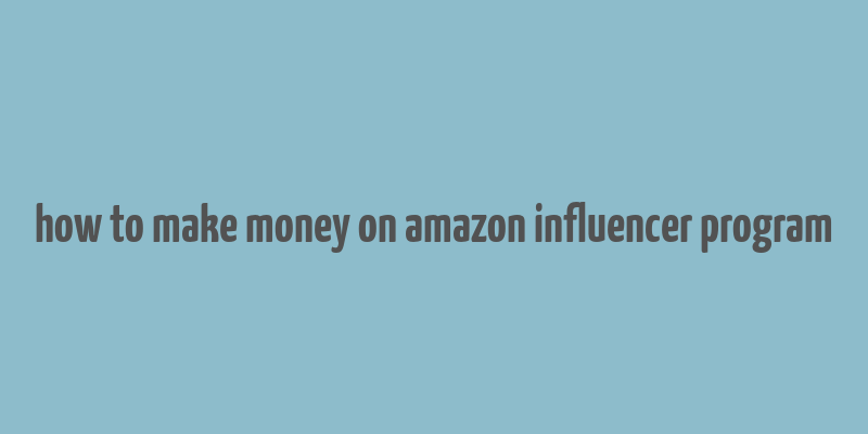 how to make money on amazon influencer program