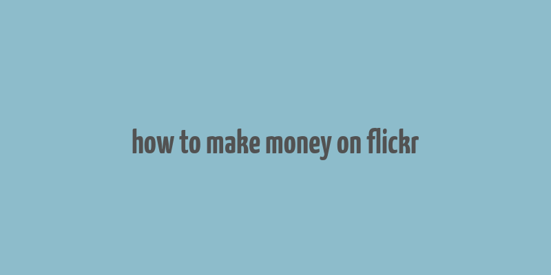 how to make money on flickr