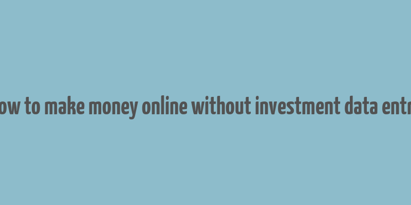 how to make money online without investment data entry