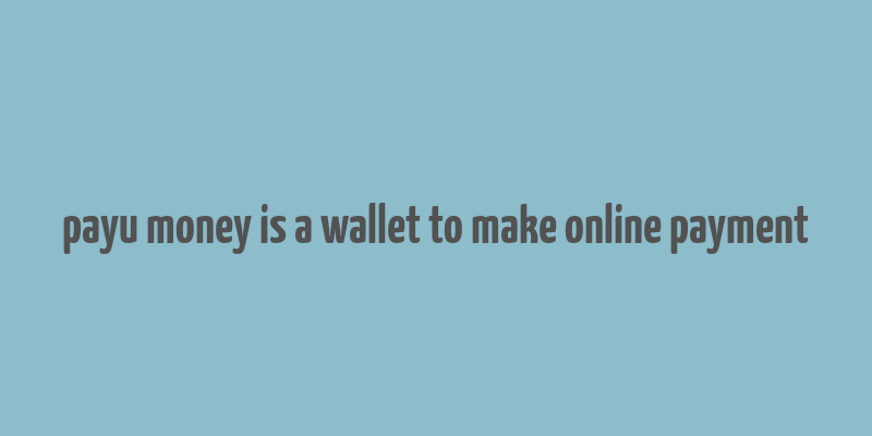 payu money is a wallet to make online payment