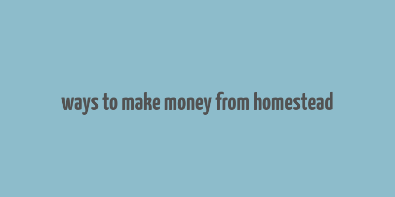 ways to make money from homestead