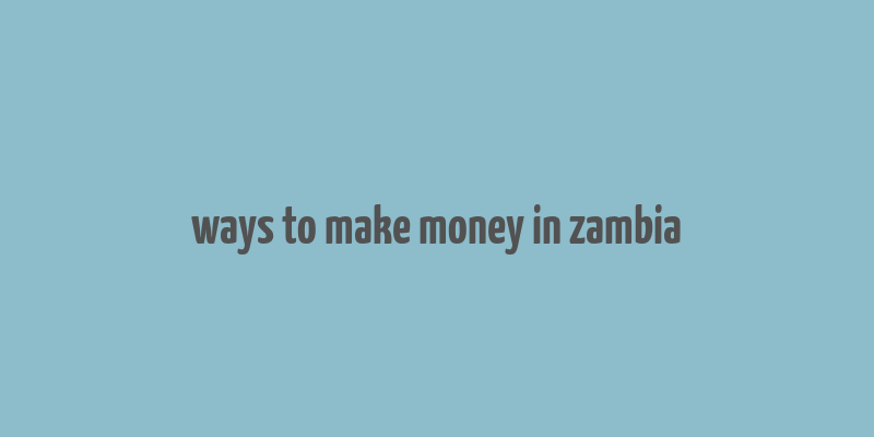 ways to make money in zambia