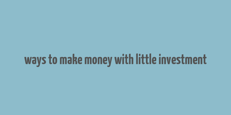 ways to make money with little investment