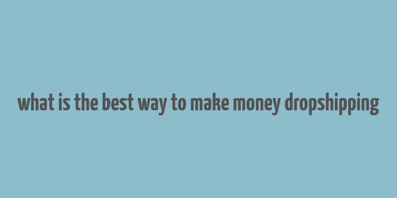 what is the best way to make money dropshipping