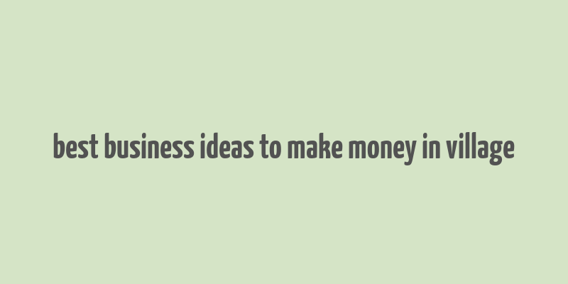 best business ideas to make money in village