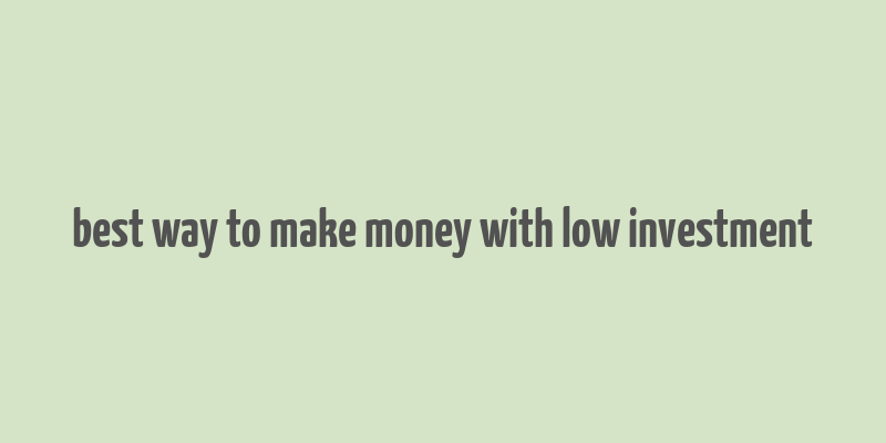 best way to make money with low investment