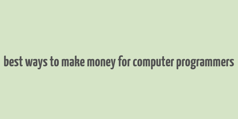 best ways to make money for computer programmers