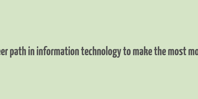 career path in information technology to make the most money