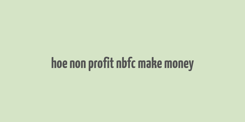 hoe non profit nbfc make money