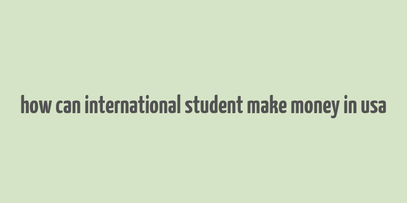 how can international student make money in usa