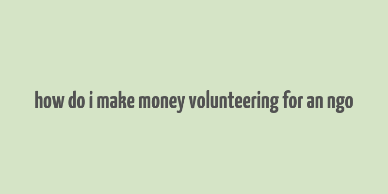 how do i make money volunteering for an ngo