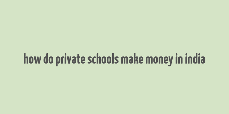 how do private schools make money in india