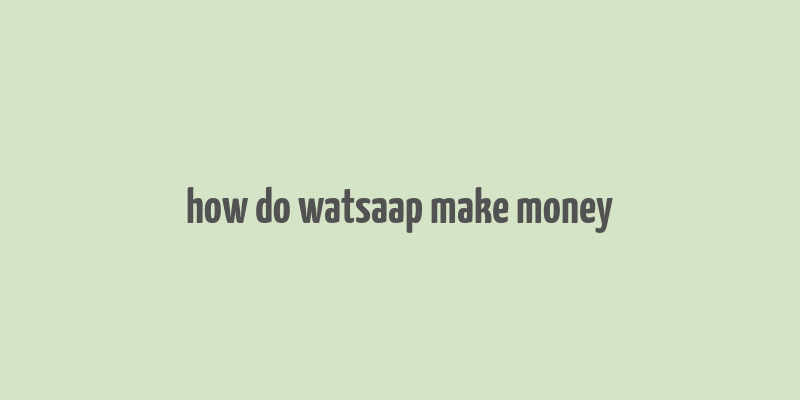 how do watsaap make money