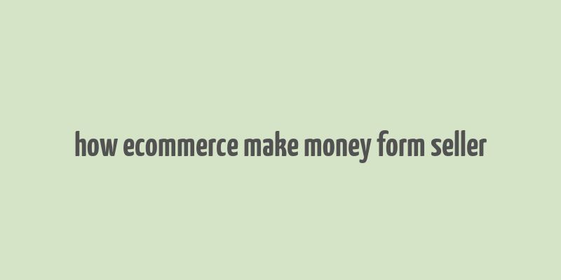 how ecommerce make money form seller