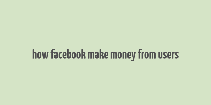 how facebook make money from users