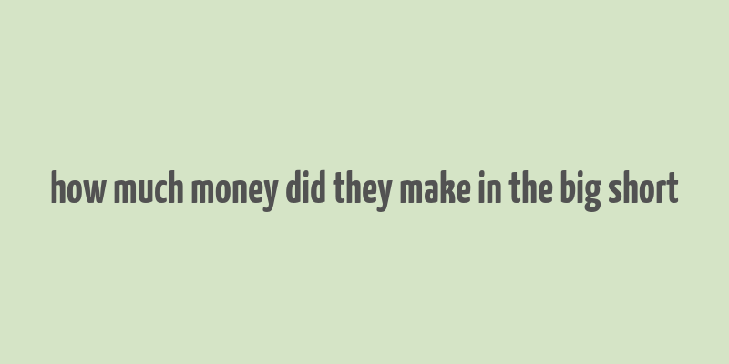 how much money did they make in the big short