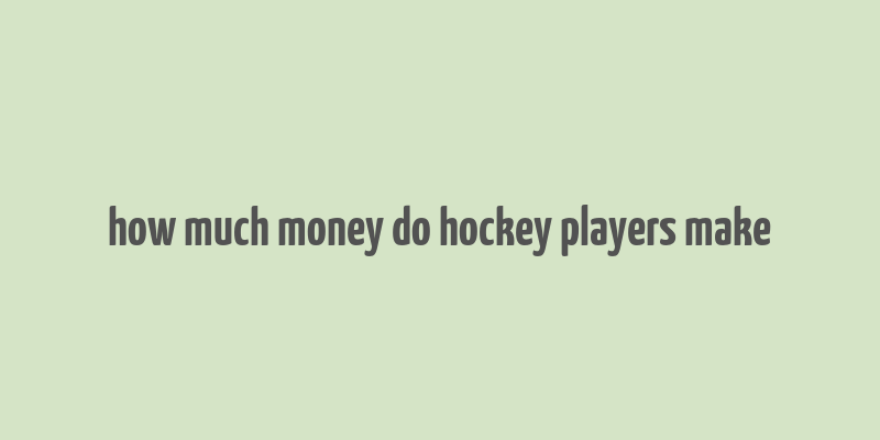 how much money do hockey players make