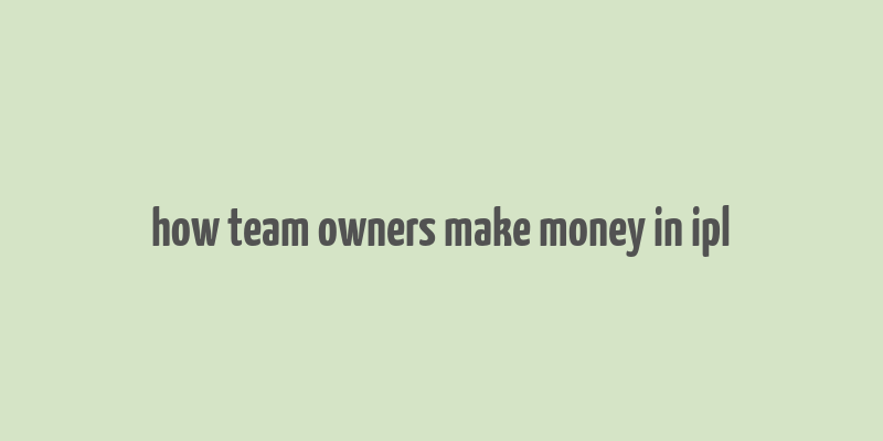 how team owners make money in ipl