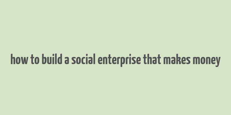 how to build a social enterprise that makes money