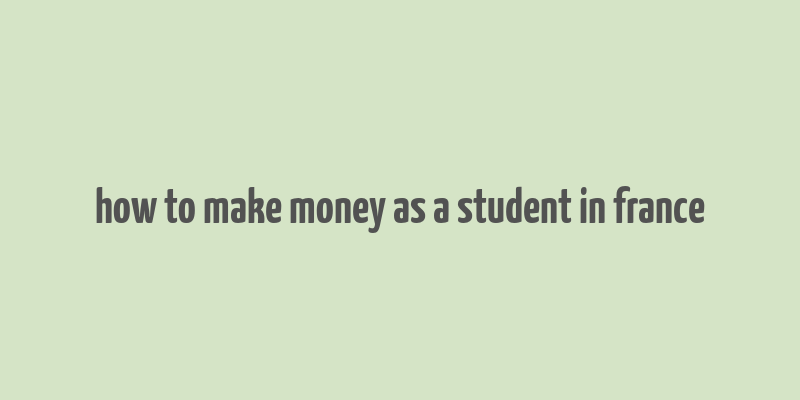 how to make money as a student in france