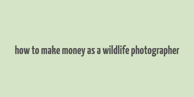 how to make money as a wildlife photographer