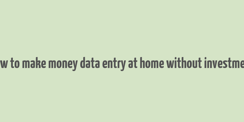 how to make money data entry at home without investment