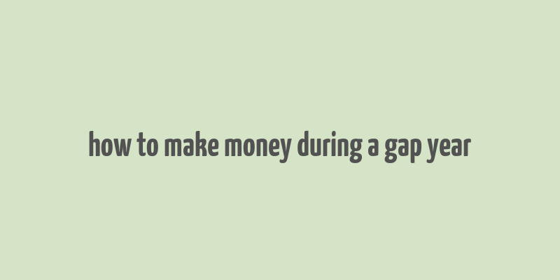 how to make money during a gap year