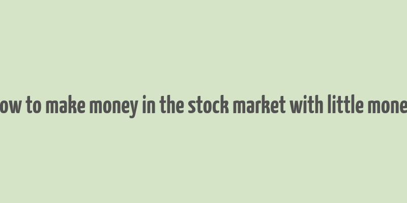 how to make money in the stock market with little money