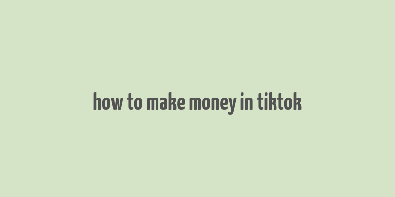 how to make money in tiktok