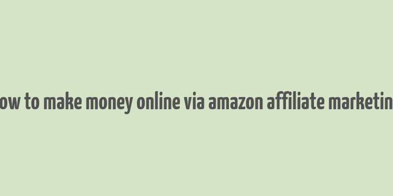 how to make money online via amazon affiliate marketing