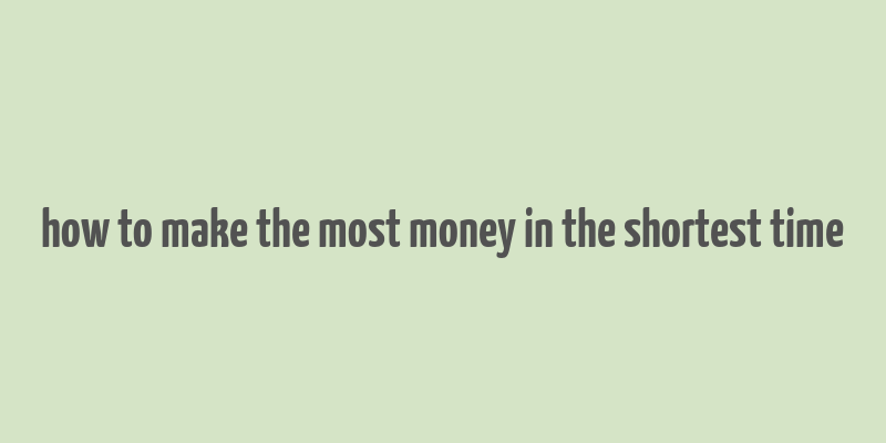 how to make the most money in the shortest time