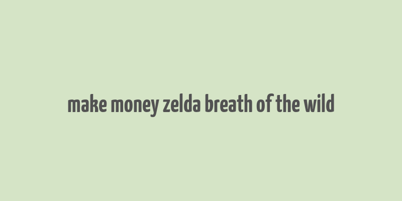 make money zelda breath of the wild