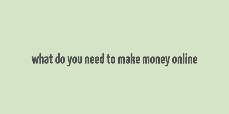 what do you need to make money online