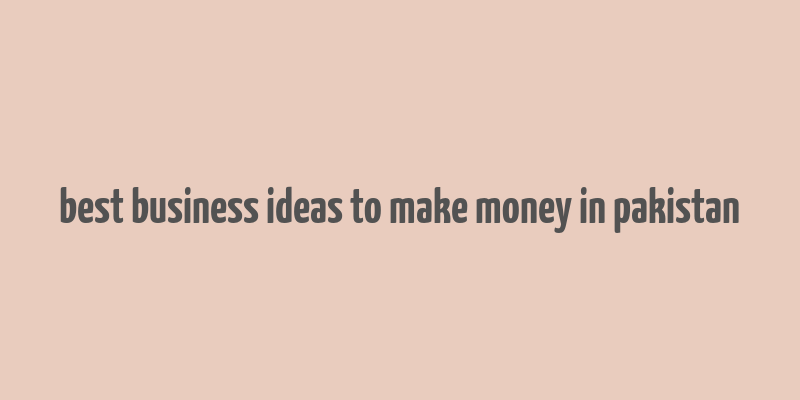 best business ideas to make money in pakistan