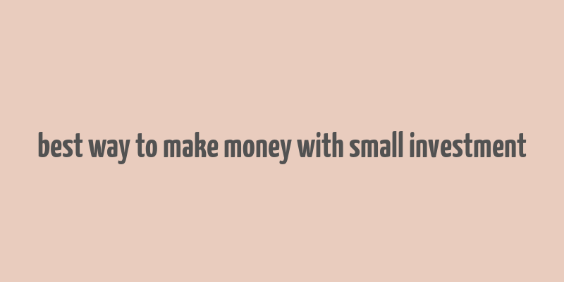 best way to make money with small investment