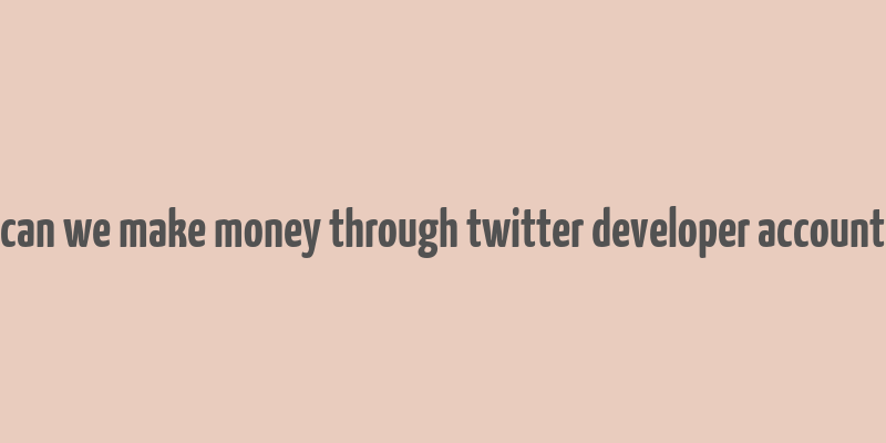 can we make money through twitter developer account