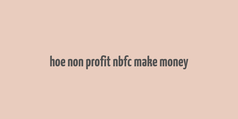 hoe non profit nbfc make money