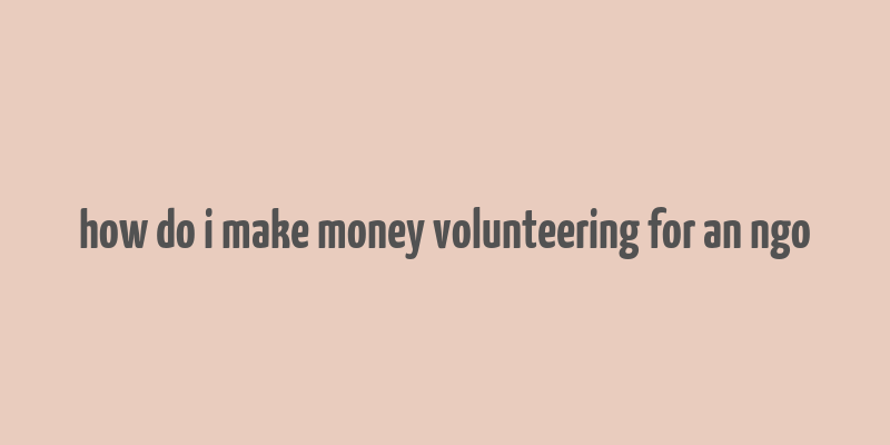 how do i make money volunteering for an ngo