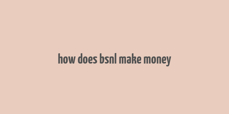 how does bsnl make money