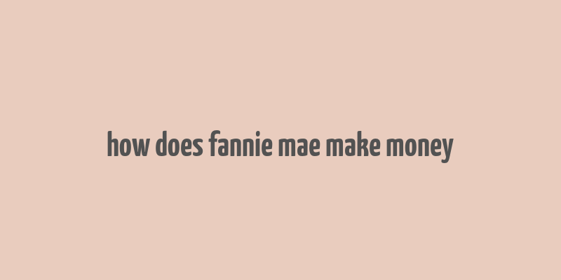 how does fannie mae make money