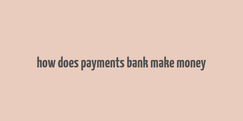 how does payments bank make money