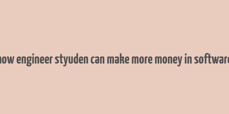 how engineer styuden can make more money in software