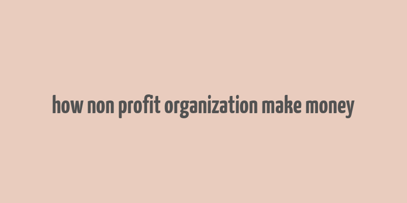 how non profit organization make money