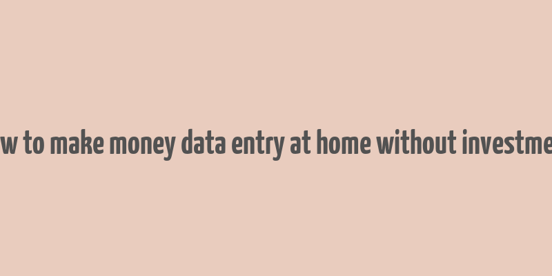 how to make money data entry at home without investment