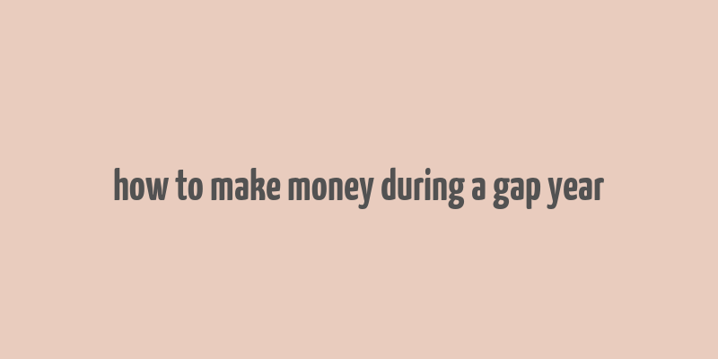 how to make money during a gap year