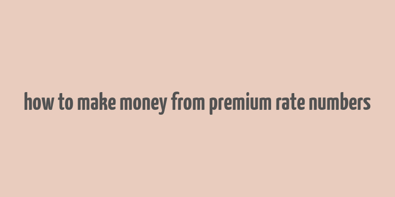 how to make money from premium rate numbers