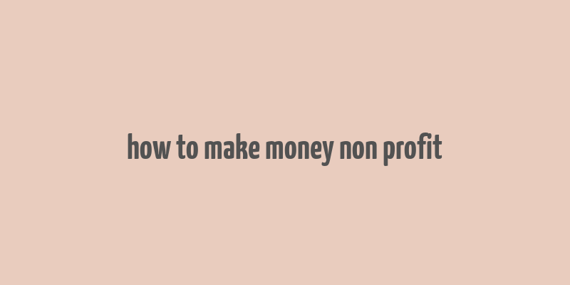 how to make money non profit