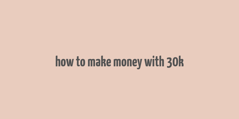 how to make money with 30k