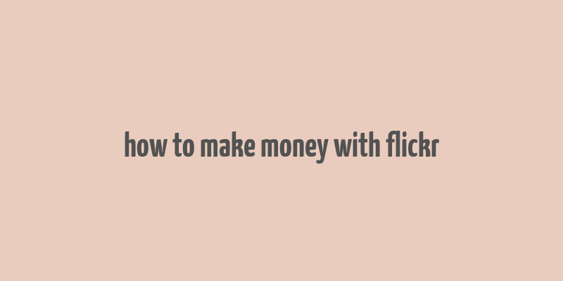 how to make money with flickr