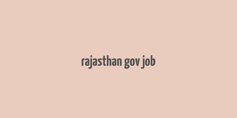 rajasthan gov job